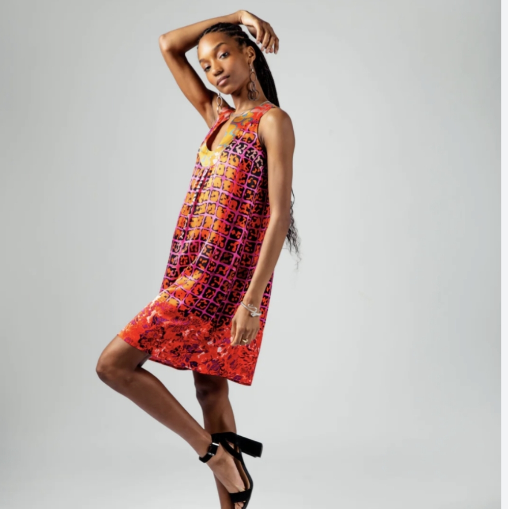 Calypso 'Helena Expressionist' Silk Mini